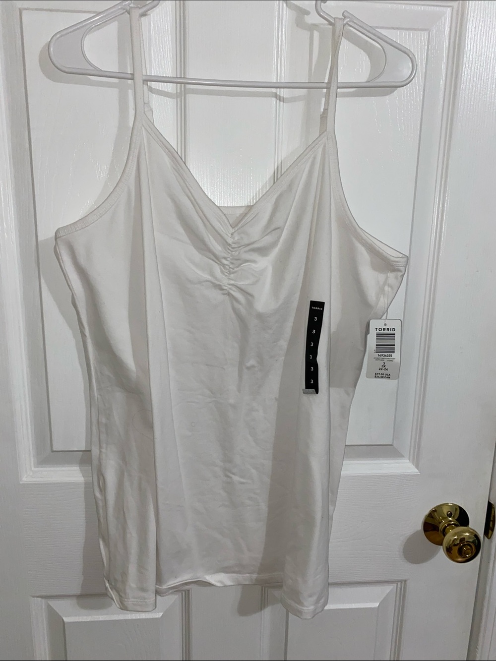 torrid White Ruched V-Neck Cami Tank
